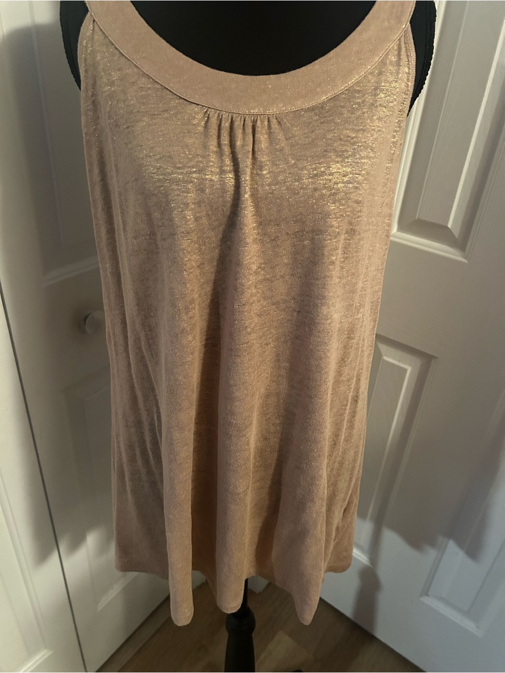 Women's Soft Lurex Tank top in Light Beige